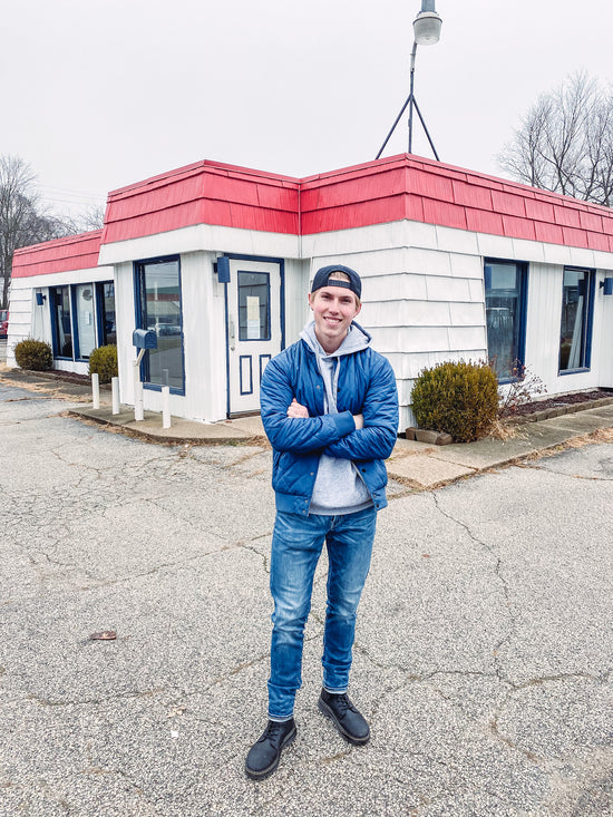 Built for Business. Owner Janzin Cripe featured  here in front of the new home of Chillz in North Manchester, IN before any restorations in January 2022. 